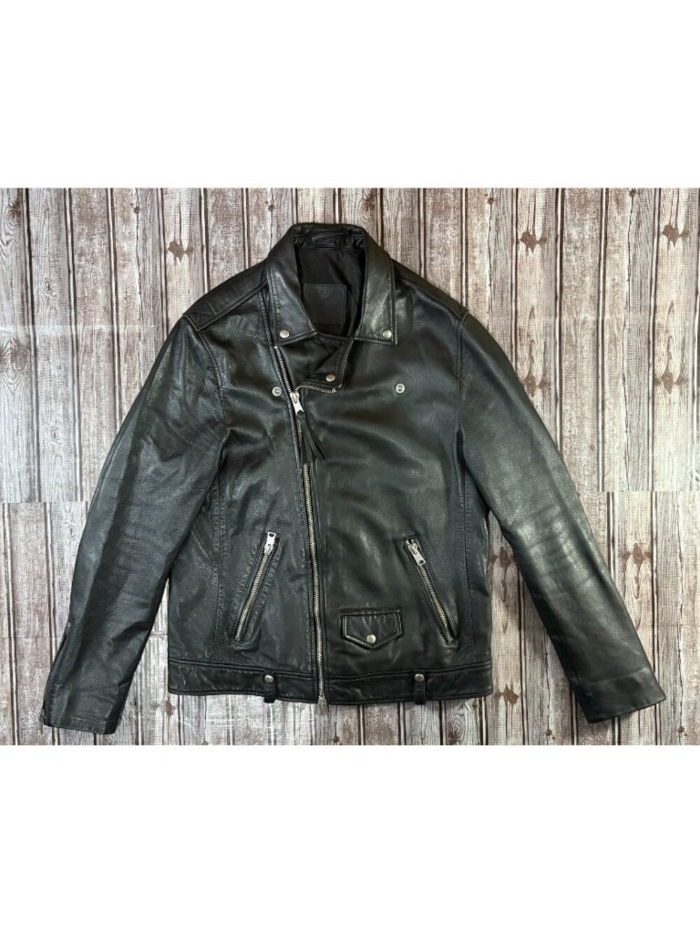 ALLSAINTS Milo Lamb Leather Biker Jacket size L color Black mspr $625